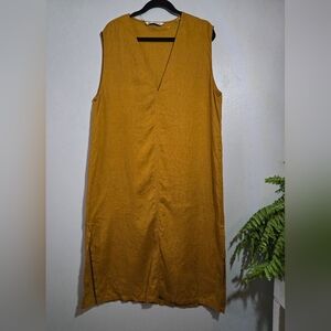 Zara 100% Linen Sleeveless Midi Dress  – Size XL